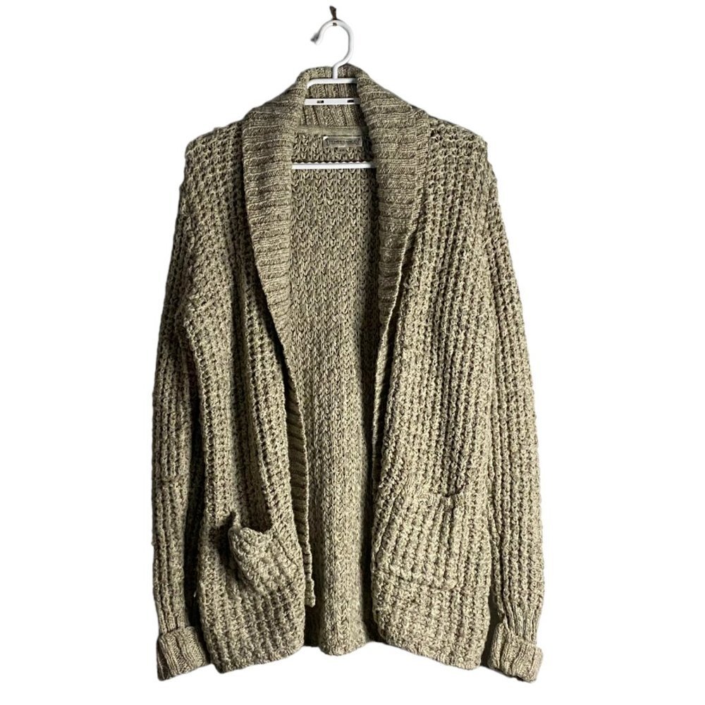 Temperance Women's Tan Metallic Chunky Knit Open Front Cardigan